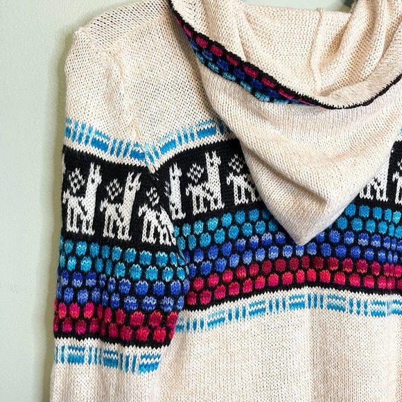 Alpaca Sweater Jacket Llama Soft Hooded cream Zip up Size M - Picture 5 of 10